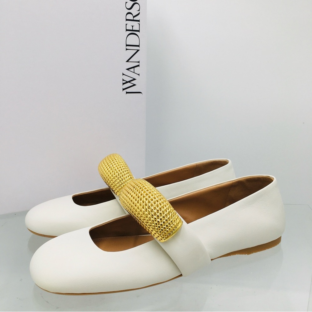 JW ANDERSON Off White/ Gold - Leather Shoes Women’s Size 8.5 M
